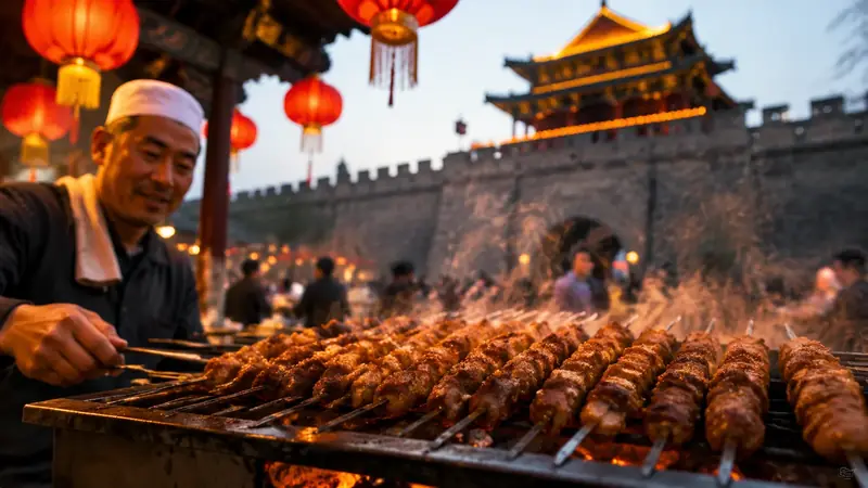 Xi'an street food and snack stalls